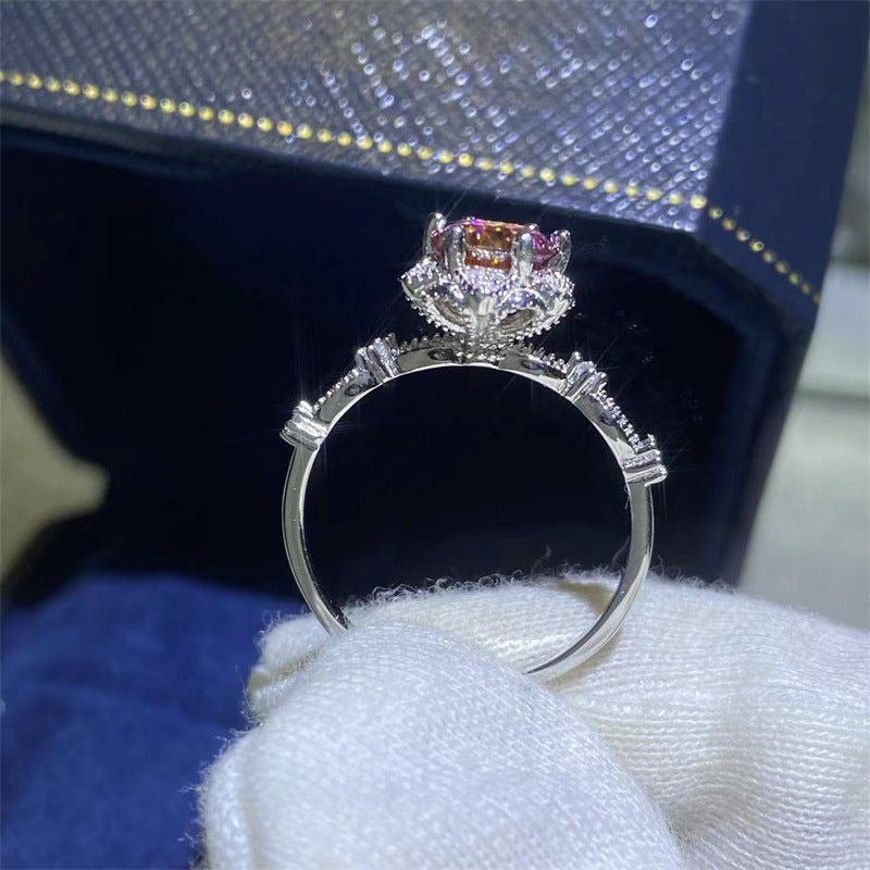 1 Carat Moissanite Ring for Women, Round Halo Promise Ring, Floral-Style Engagement Ring, Sizes 9-19 – view 3
