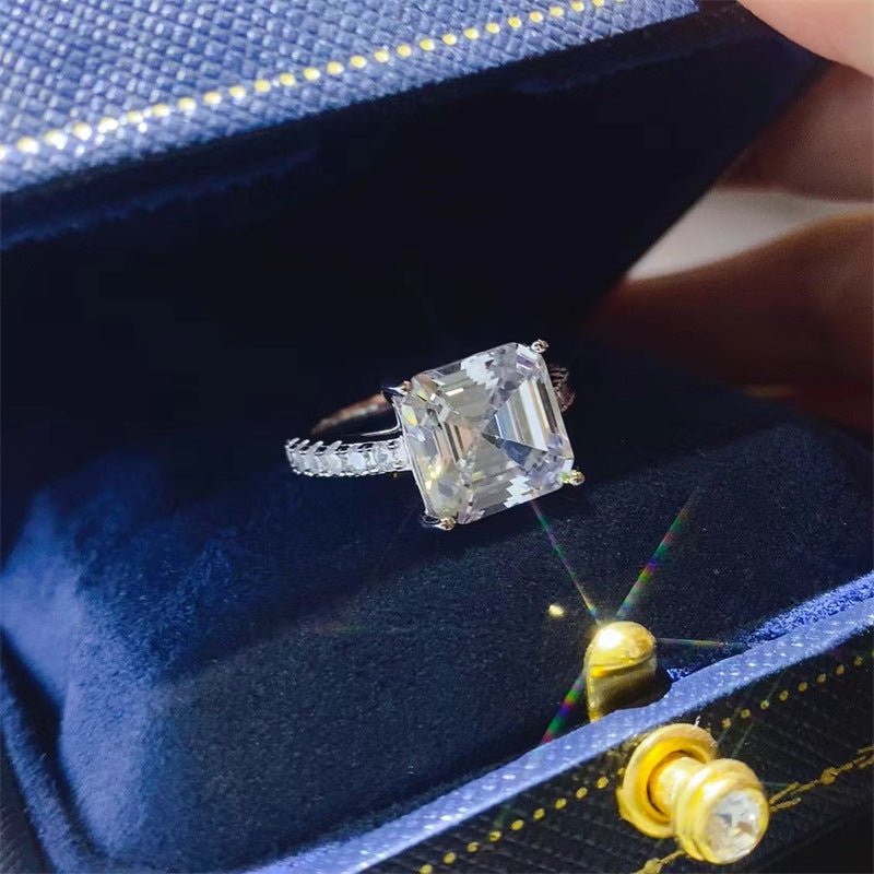 Asscher Cut Moissanite Ring for Women – Emerald-Style Solitaire Engagement Ring, 1 Carat 2 Carat 3 Carat 5 Carat, Sizes 9-20 – view 3