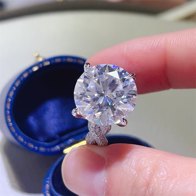 10 Carat Moissanite Halo Ring for Women, Geometric U-Shaped Statement Engagement Ring – view 3
