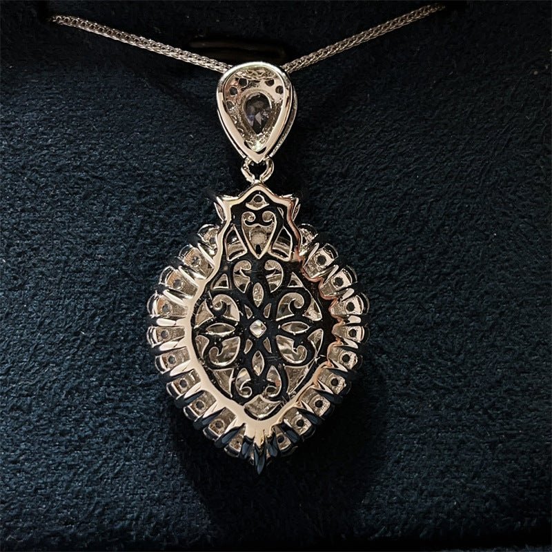 5 Carat D Color Heart Moissanite Pendant Necklace with Halo Frame – view 3