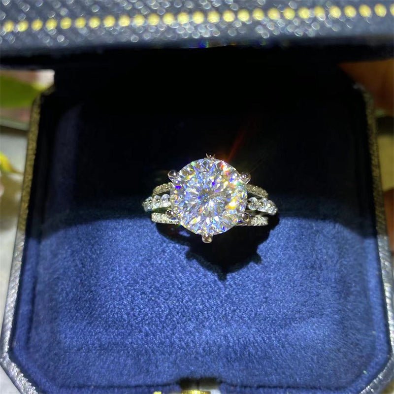 5 Carat Moissanite Ring for Women, Round Cut Pave Split Shank Engagement Ring – view 3