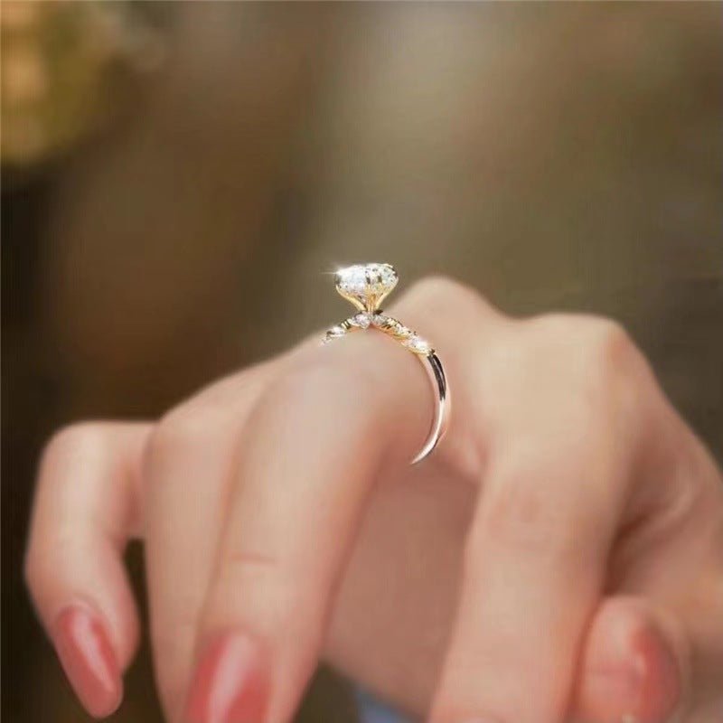 Moissanite Ring for Women, Two-Tone Floral Engagement Ring, 1 Carat Promise Ring – view 3
