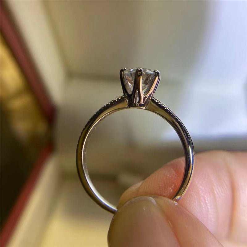 D Color VVS1 Moissanite Ring, Round Cut Ribbon Band – view 3