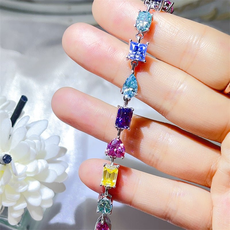 Colorful Irregular Stone Tennis Bracelet for Women, Full Link Bracelet in 16cm 17cm 18cm – view 3