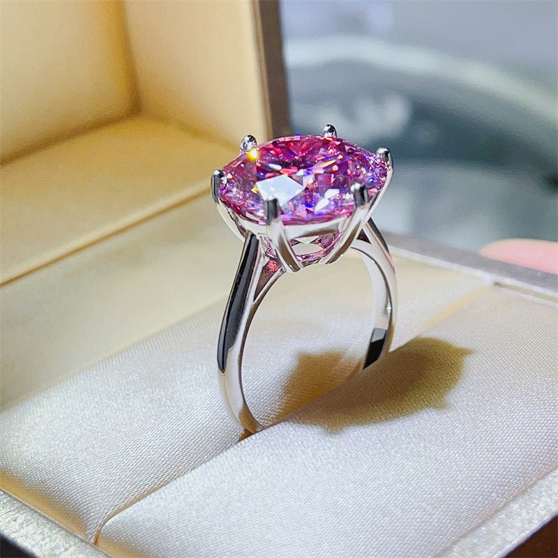 Pink Moissanite Ring for Women, 5 Carat or 10 Carat Round Solitaire Engagement Ring, Six-Prong Statement Ring – view 3