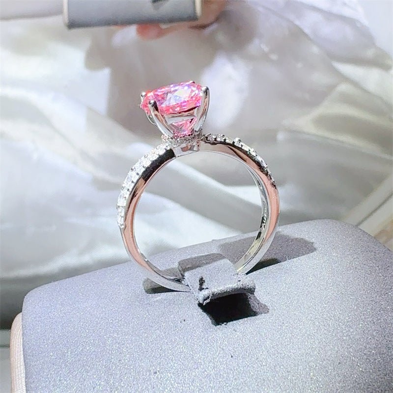 Pink Moissanite Halo Ring for Women, 2 Carat or 3 Carat Engagement Style Ring – view 3