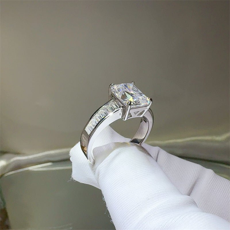 3 Carat Radiant Cut Moissanite Ring with Baguette Side Accents for Women – view 3