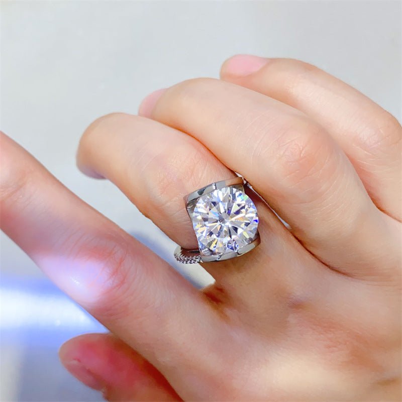 5 Carat VVS Moissanite Ring for Women, Cushion Cut Engagement Ring with Pavé Band – view 3