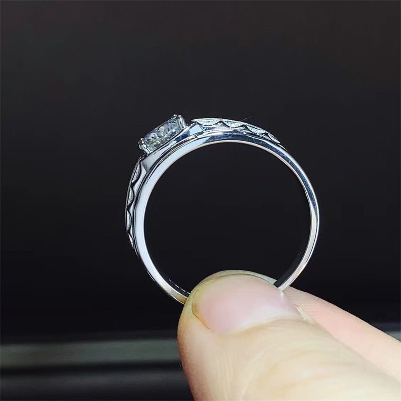 Men's Round Moissanite U-Shape Ring – image 3