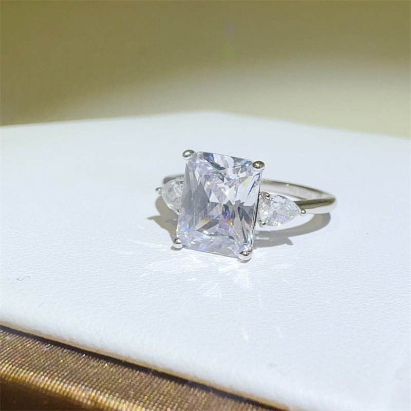 Radiant Cut Moissanite Ring with Pear Side Stones for Women – view 3