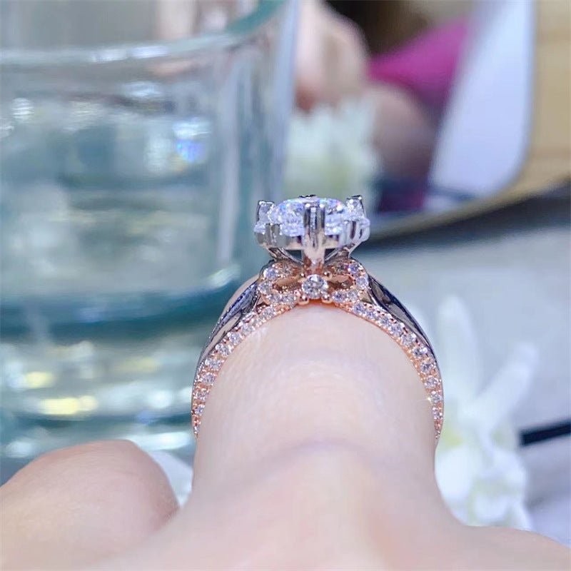 1 Carat Moissanite Ring for Women, U-Shaped Pave Engagement Ring, Size 9-20 – view 3