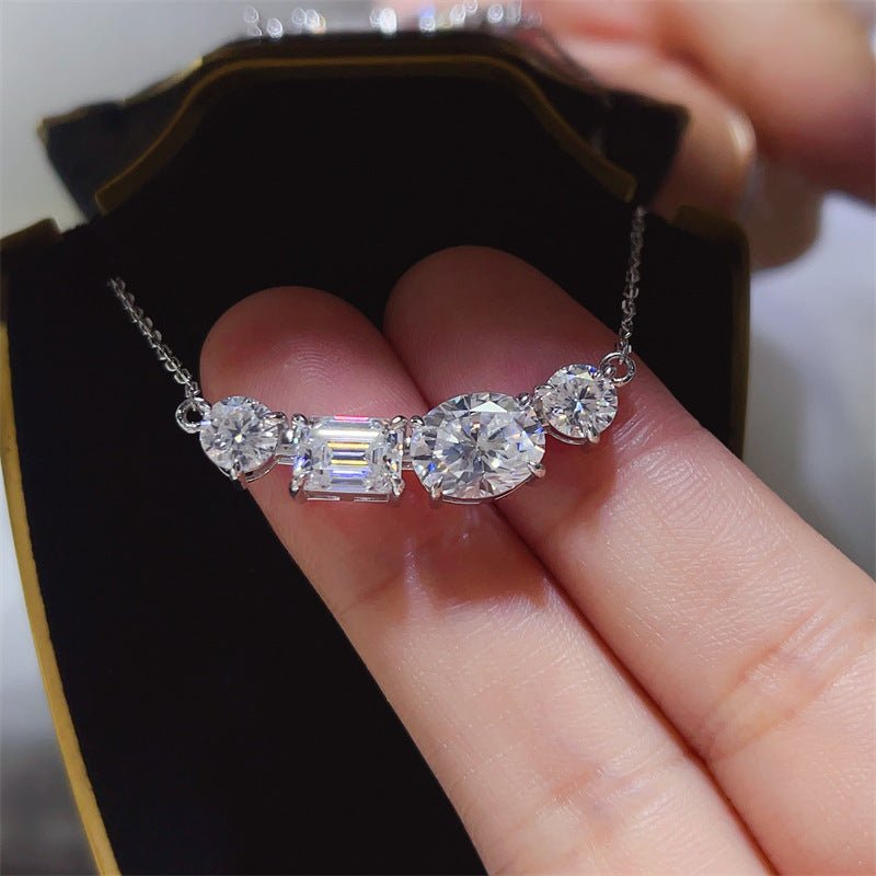 4 Carat Moissanite Necklace in 925 Silver, U Shape Multi Stone Pendant Chain for Women – view 3