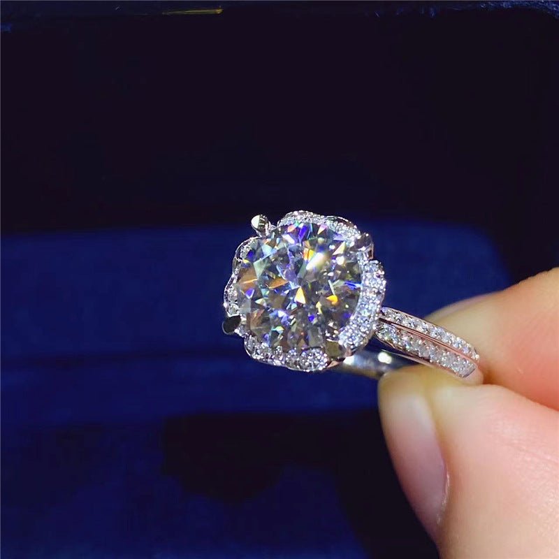 VVS Moissanite Crown Halo Ring for Women, Adjustable Engagement Ring – view 3