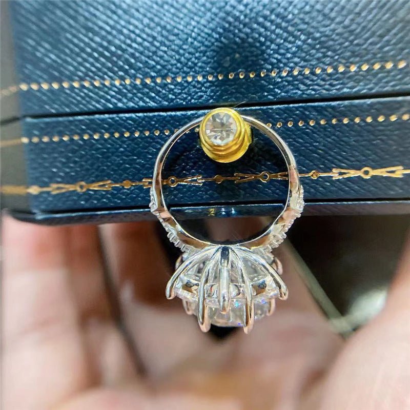 VVS Moissanite Flower Cluster Ring, Adjustable Open Band, Size 9-19 – view 3