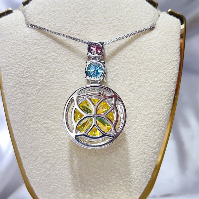 11.5 Carat Colorful Moissanite Pendant Necklace with Halo Chain – view 3