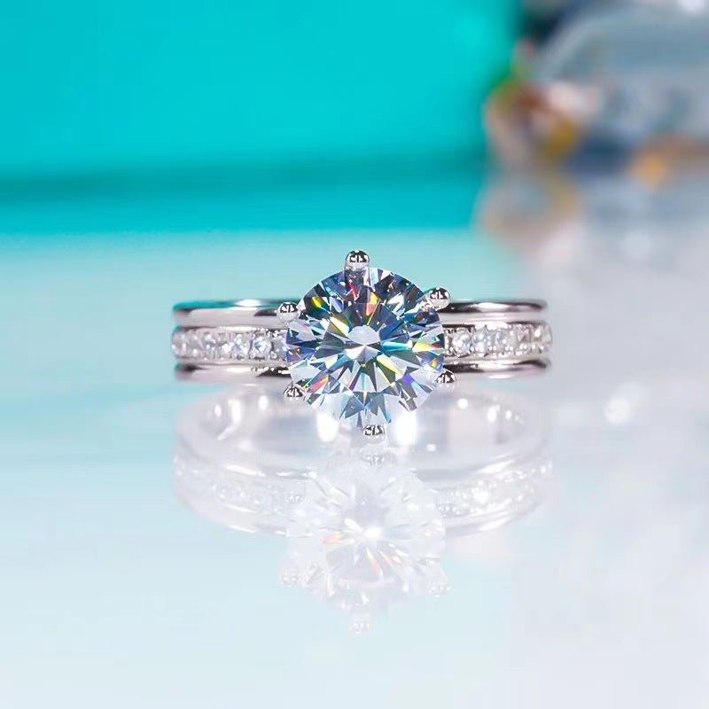 U-Shape Round Cut Engagement Ring for Women, Pavé Band Promise Ring, 1ct 2ct 3ct 5ct, Sizes 9-19 – view 3
