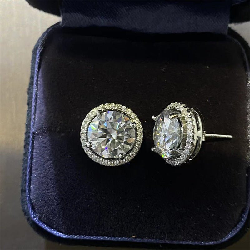 Round Moissanite Halo Stud Earrings – image 3