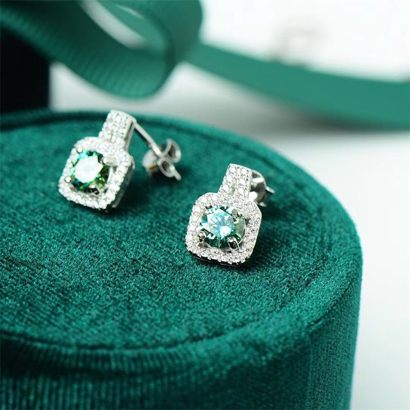 Geometric Halo Moissanite Stud Earrings – image 3