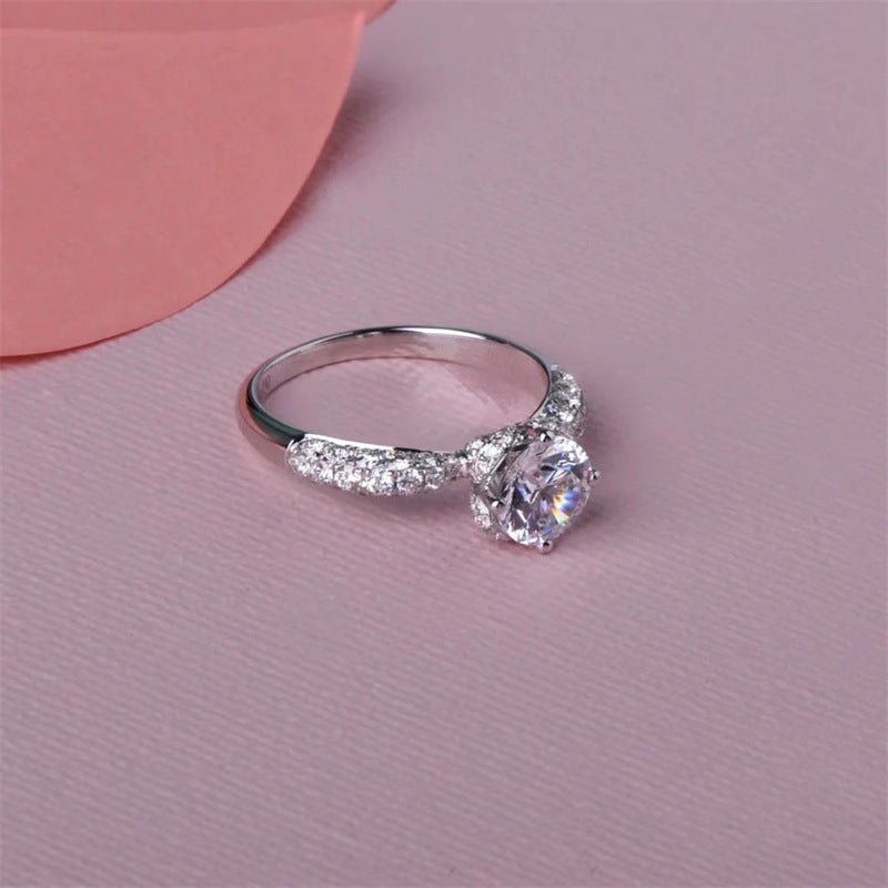 1 Carat Floral Moissanite Ring for Women, Split Shank Promise Ring, Elegant Engagement Style – view 3
