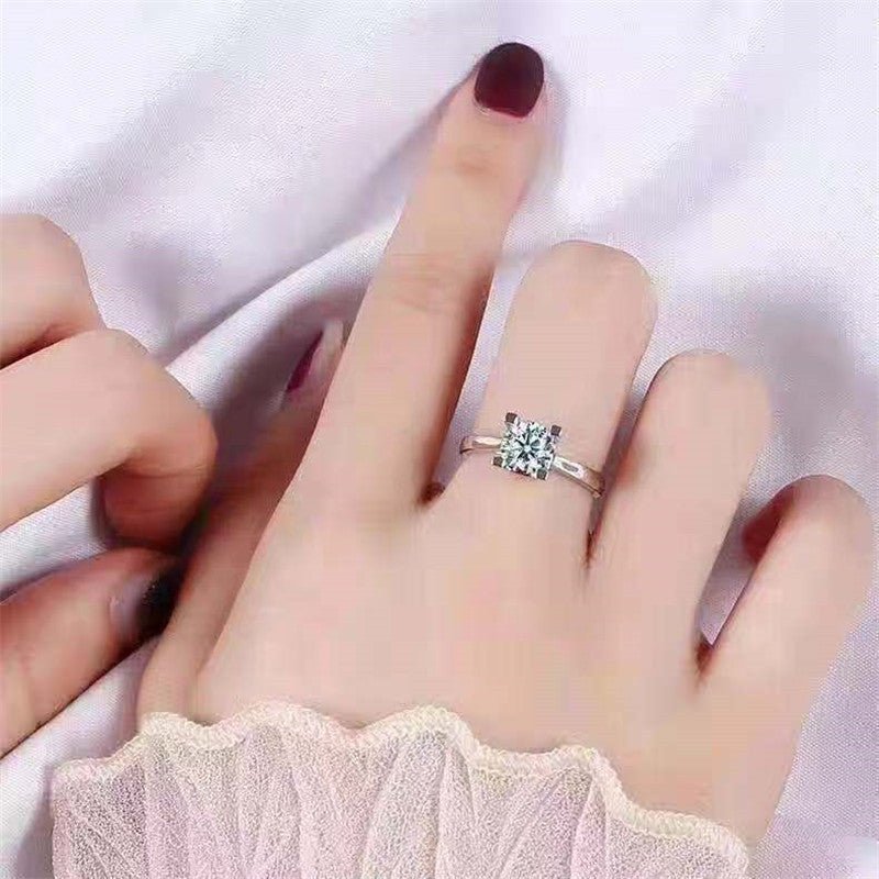 Moissanite Ring for Women, 1 Carat Solitaire Engagement Ring, Polished Promise Ring with Sculpted Pleated Setting – view 3