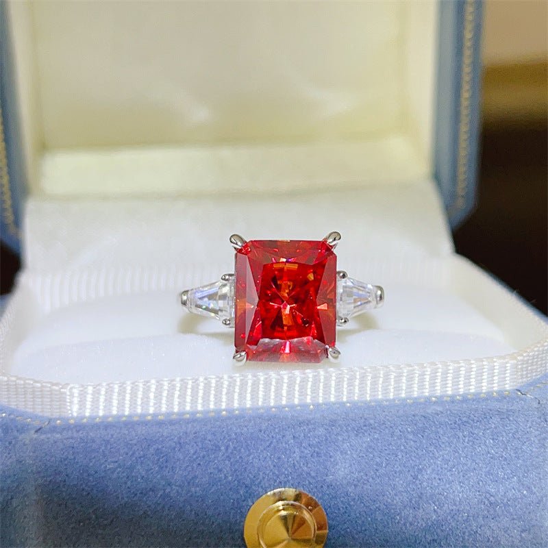 5 Carat Yellow Radiant Cut Moissanite Ring for Women - Three Stone Engagement Ring Style – view 3