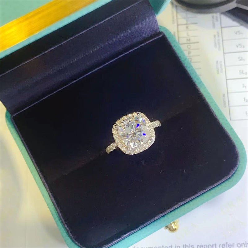 925 Silver Cushion Cut Moissanite Halo Ring for Women, 1 Carat 2 Carat 3 Carat Engagement Ring – view 3