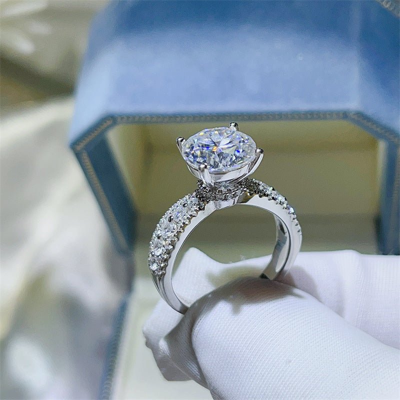Round Cut Moissanite Ring for Women, Pavé Band Engagement Ring, 2 Carat or 3 Carat Promise Ring – view 3