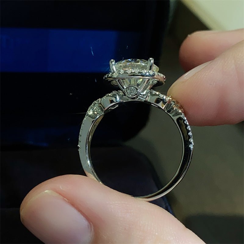 Moissanite Halo Ring for Women, Round Center Engagement Ring, 2CT/3CT, Sizes 8-20 – view 3