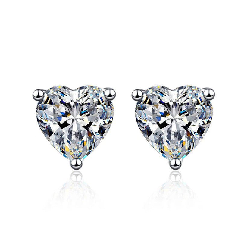Moissanite Stud Earrings for Women and Men, Emerald Heart Princess Oval Cut Earrings, Classic Unisex Sparkle Studs – view 3