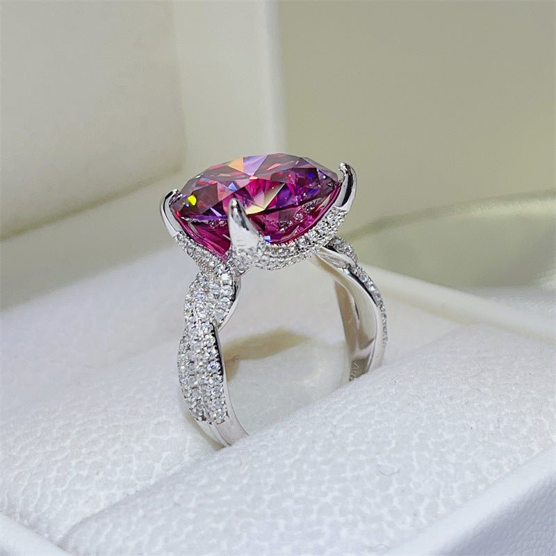Purple Moissanite Ring for Women, 10 Carat Round Solitaire Engagement Ring, Four Prong Statement Ring – view 3