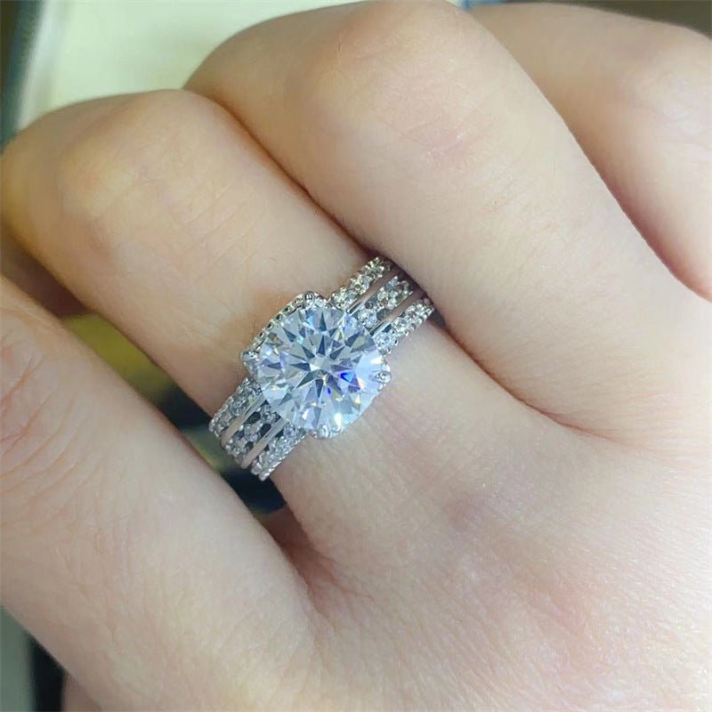 2 Carat Moissanite Ring for Women, Round Cut Split Shank Halo Engagement Ring – view 3