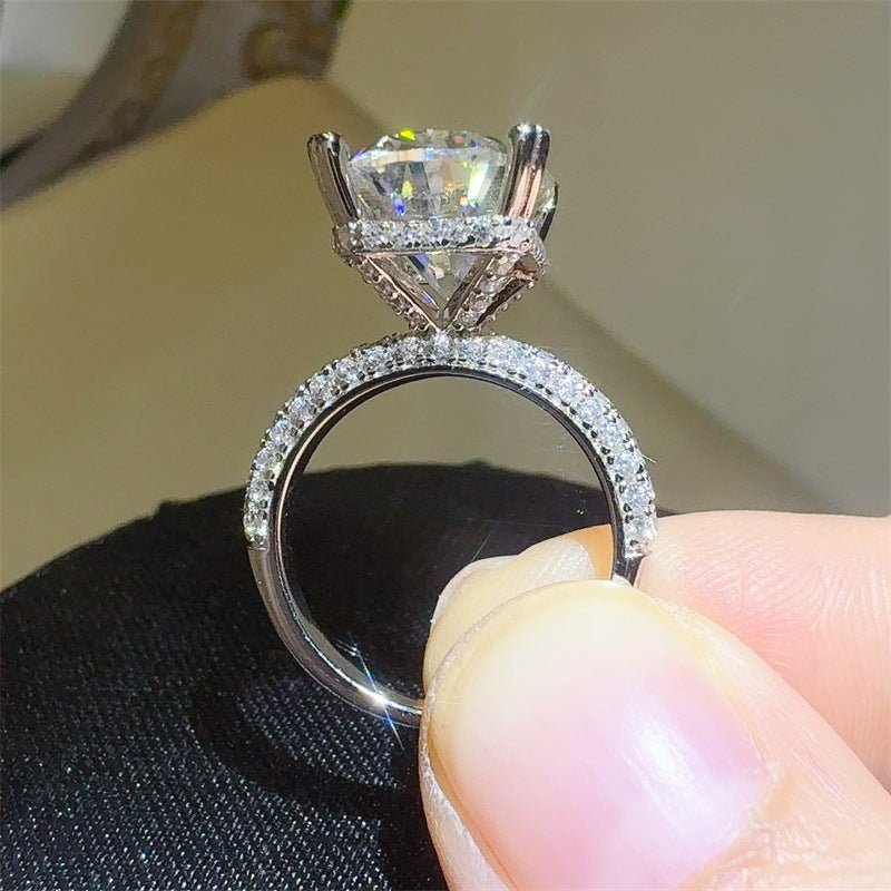 Oval Moissanite Ring with Pavé Band in S925, 18K Gold Plated, Sizes 9-20 – view 3