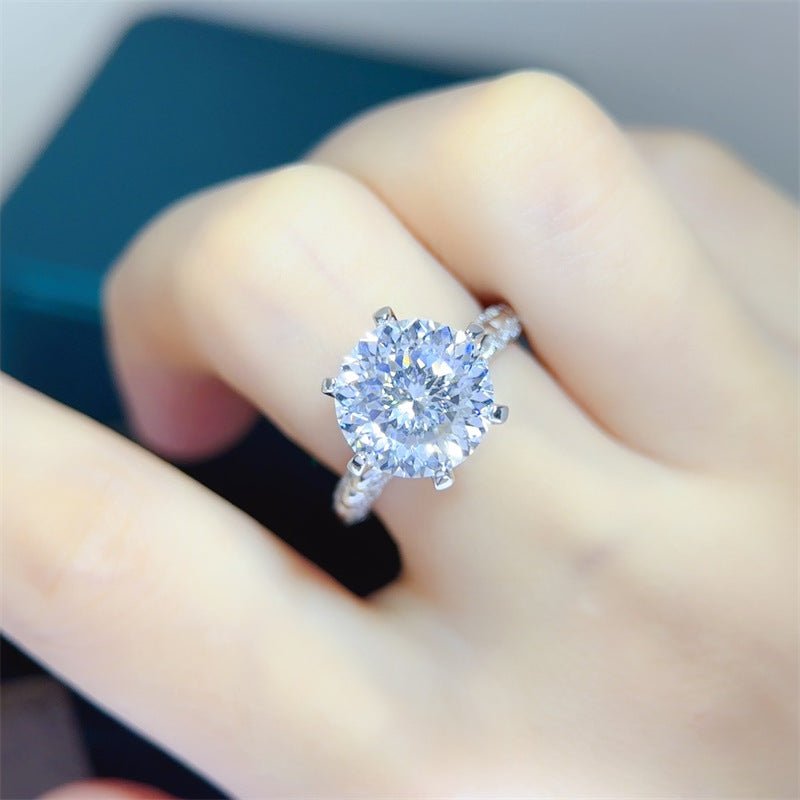 5 Carat Moissanite Ring for Women, Round Solitaire Six-Prong Engagement Ring – view 4