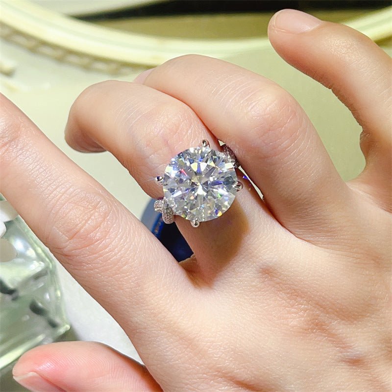 10 Carat Moissanite Halo Ring for Women, Geometric U-Shaped Statement Engagement Ring – view 4