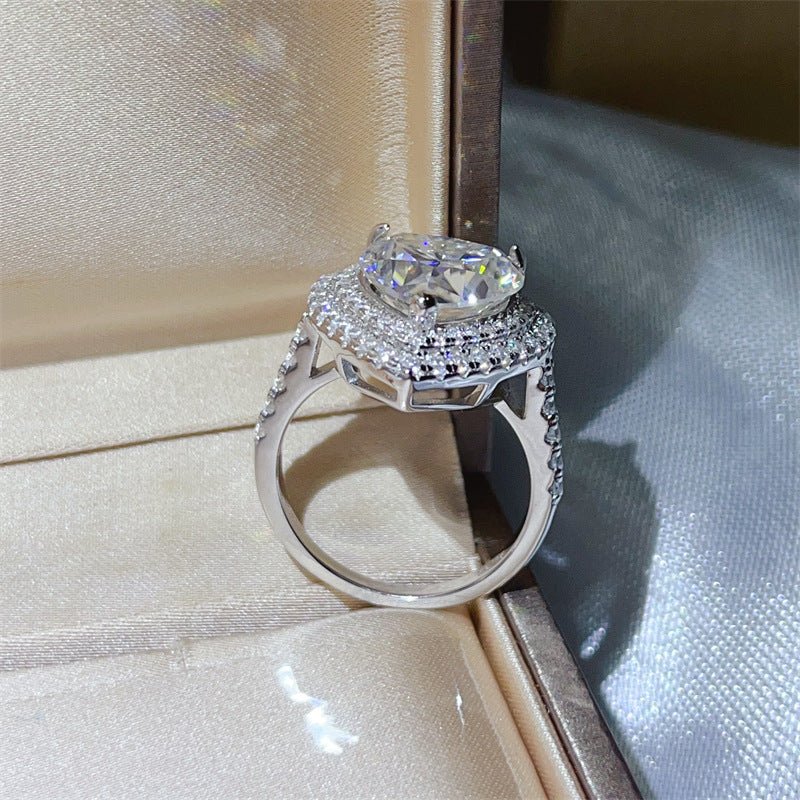 5 Carat Heart Moissanite Halo Ring for Women, Pave Engagement Ring – view 4