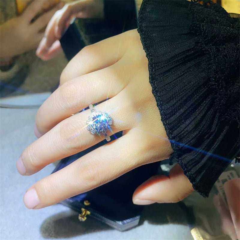 Moissanite Halo Flower Ring for Women, Promise Engagement Ring, Size 8-19 – view 4