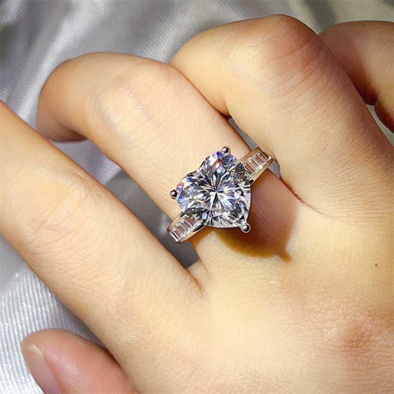 Heart Cut Moissanite Ring for Women, Halo-Style Engagement Ring, 1 Carat 2 Carat 3 Carat 5 Carat Promise Ring – view 4