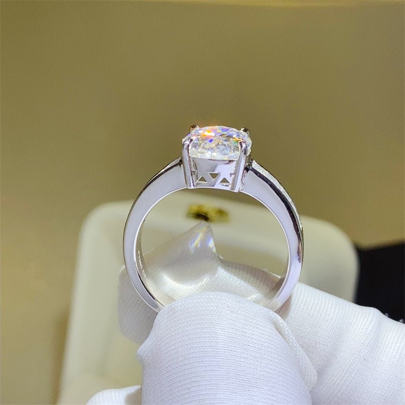 Oval Moissanite Ring with Baguette Side Stones, Vintage Style Engagement Ring for Women – view 4