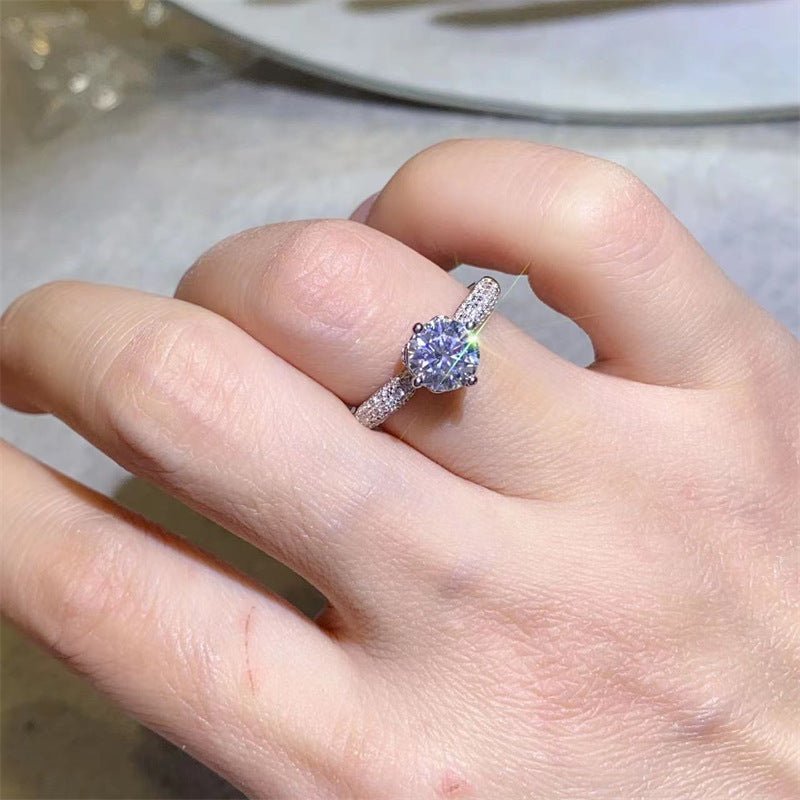 1 Carat Floral Moissanite Ring for Women, Split Shank Promise Ring, Elegant Engagement Style – view 4