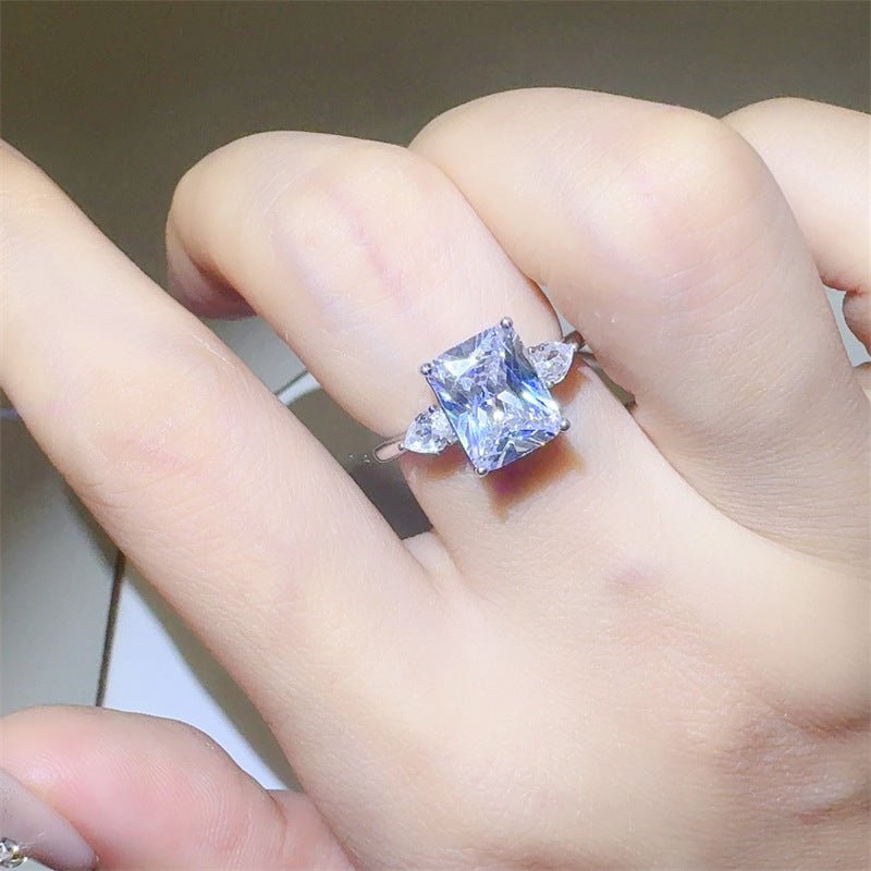 Radiant Cut Moissanite Ring with Pear Side Stones for Women – view 4