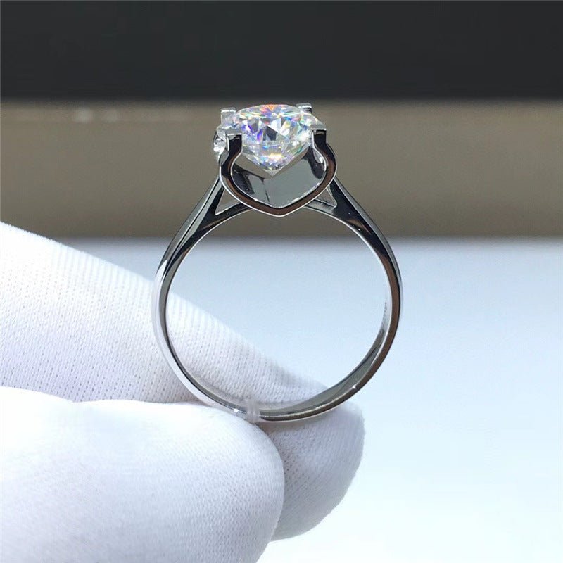 Moissanite Solitaire Ring Polished Four-Prong Statement Engagement Style Ring – view 4
