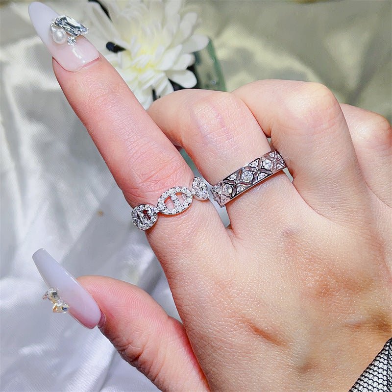 Moissanite Ring for Women, White-Tone U Shape Band Ring, Stackable Promise Ring in 2 Styles – view 4