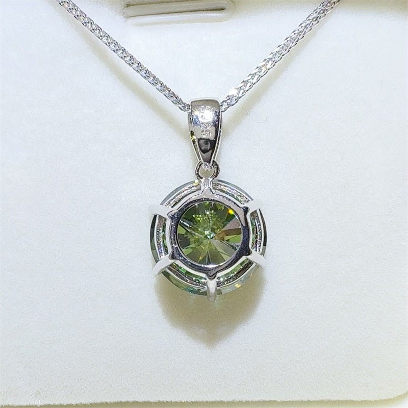 10 Carat Green Moissanite Pendant Necklace with Six-Prong Round Cut Design – view 4
