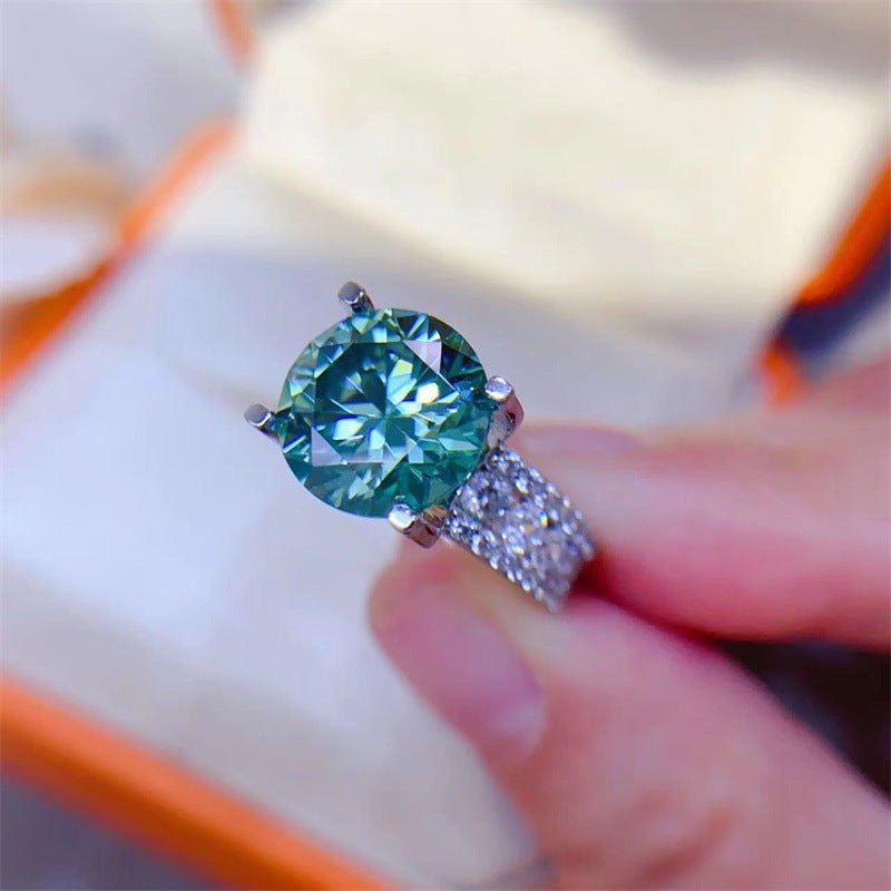 Moissanite Ring for Women, Round Solitaire Engagement Ring with Pave Band, 3 Carat or 5 Carat Promise Ring – view 4