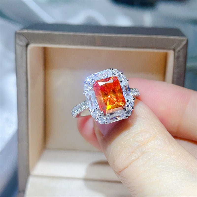 3 Carat Yellow Radiant Cut Moissanite Halo Ring for Women – view 4