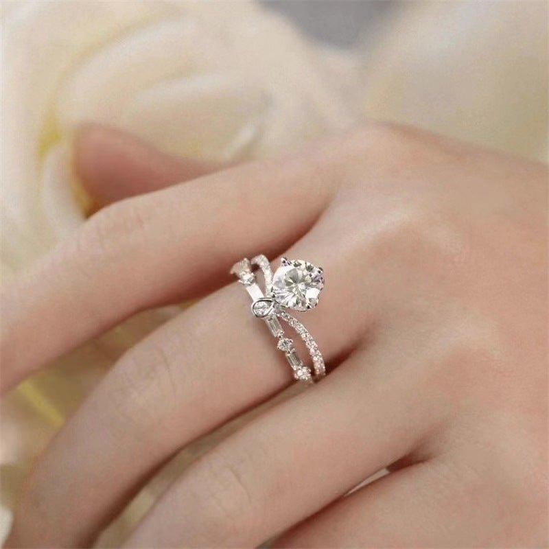 1 Carat Moissanite Crown Ring for Women, Tiara Style Wedding Ring, U-Shaped Engagement Ring – view 4