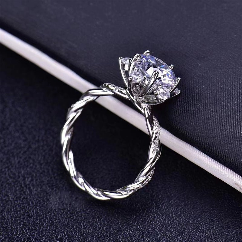 3 Carat Moissanite Floral Ring for Women, Twisted Band, Sizes 9-19 – view 4