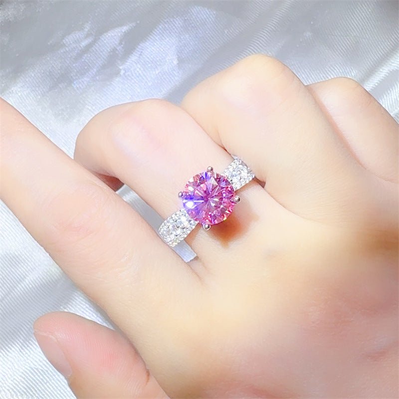 Pink Moissanite Halo Ring for Women, 2 Carat or 3 Carat Engagement Style Ring – view 4