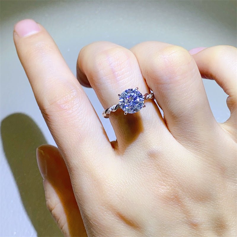 2 Carat VVS Moissanite Ring for Women, Twisted Band Solitaire Engagement Ring – view 4