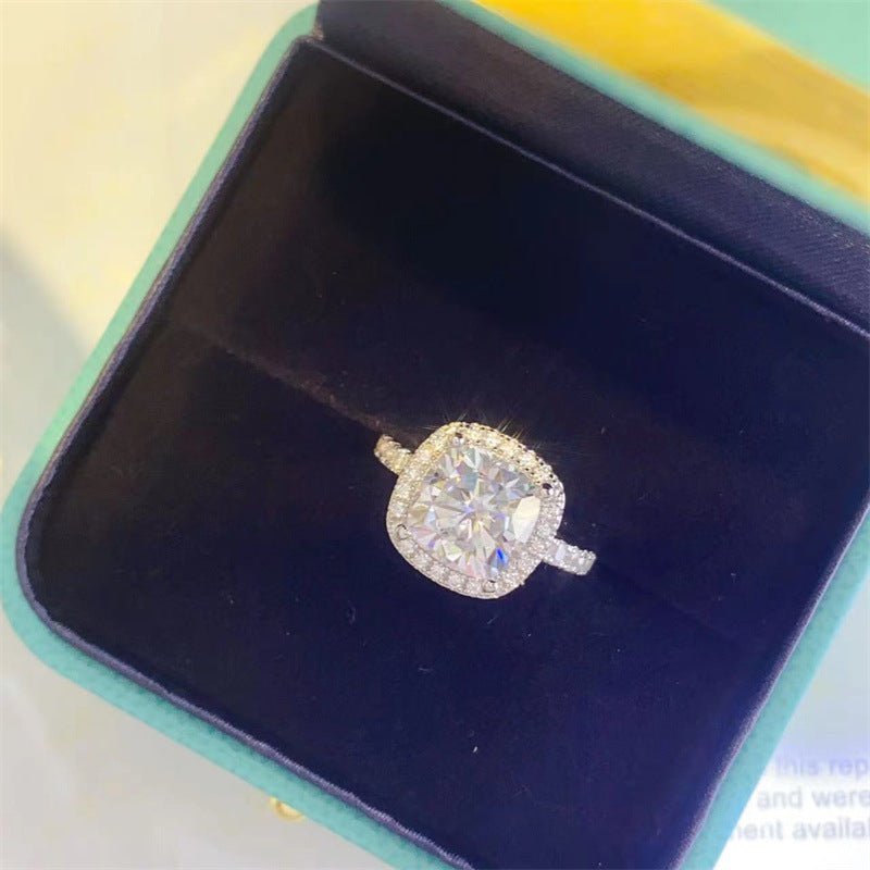 925 Silver Cushion Cut Moissanite Halo Ring for Women, 1 Carat 2 Carat 3 Carat Engagement Ring – view 4